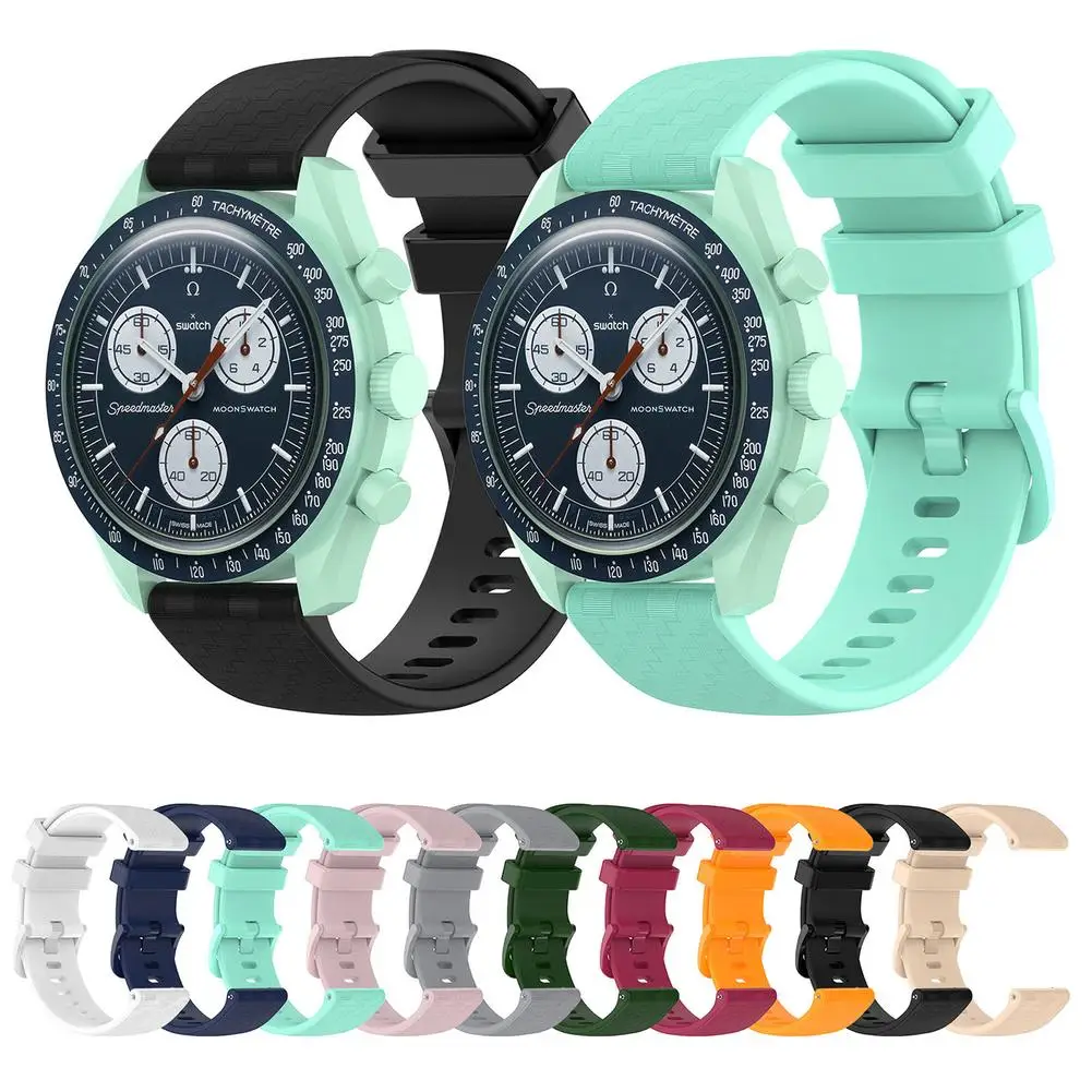 

Silicone Strap Replacement Watchband Carbon Fiber Pattern Wrist Bracelet Accessories Compatible For Omega X Swatch