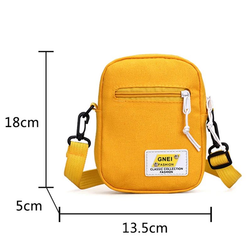 2023 Women's Crossbody Bag Trend Small Shoulder Bags Korean Canvas Solid Color Student Phone Bag Simple Shopper Zipper Handbags