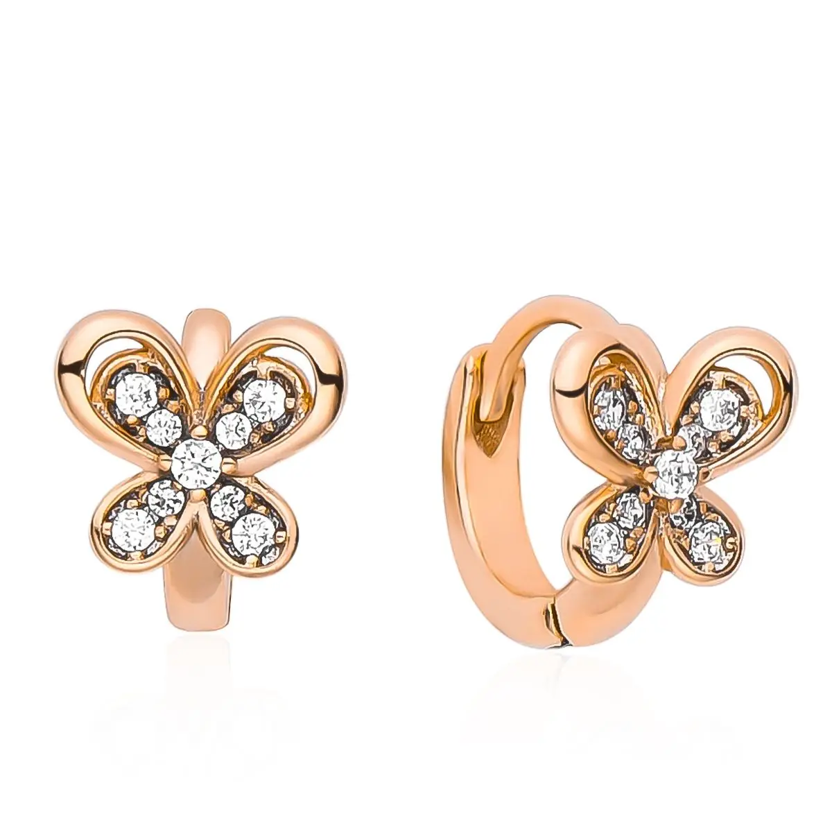 

Hanreshe New Butterfly Earring Classic Rose Gold Plated Copper Ear Ring Fashion Luxurious Inlay Natural Crystal Woman Jewelry