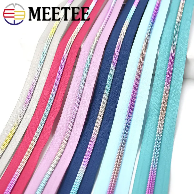 

5Meters 5# Nylon Zipper Tape Rainbow Decorative Zippers Puller Slider Coil Zips Repair Kit Bag Clothes Jacket Sewing Accessories