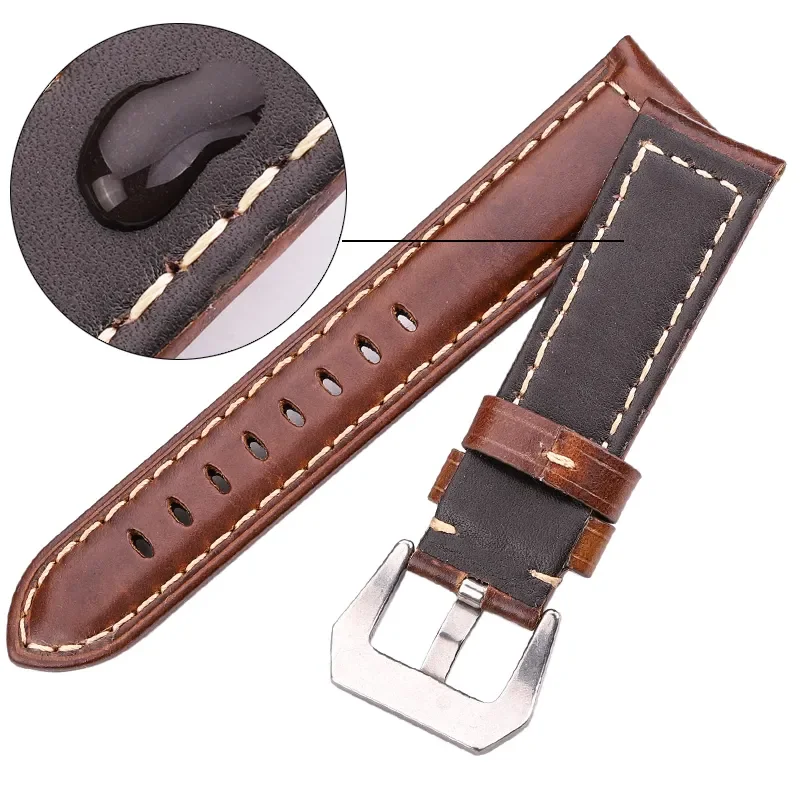 Leather Watchbadns 20mm 22mm 24mm Dark Brown Woemn Men Cowhide Watch Band Strap Watch Accessories