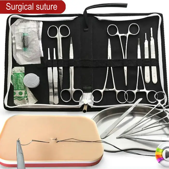 20pcs/set 14cm Surgical Suture Tools, Operation Training Instrument Tool Kit  with Selica Gel for Medical/science/Students