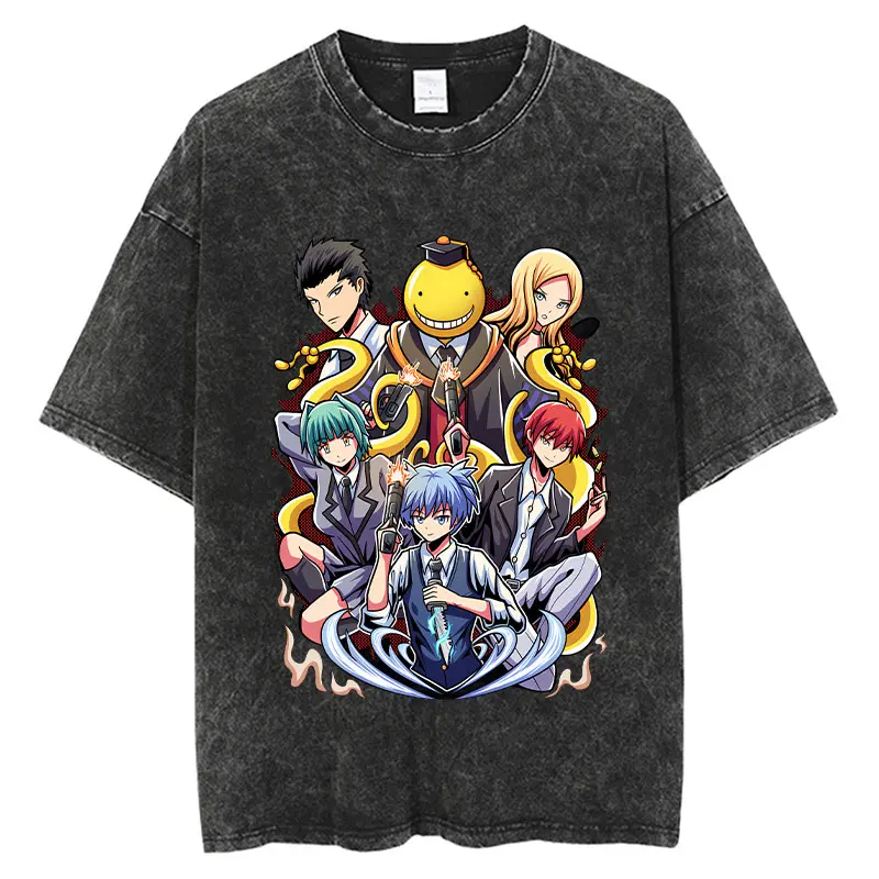 

Assassination Classroom T Shirt Men Hip Hop Vintage Washed Oversized Anime T Shirt for Women Streetwear Tees 100% Cotton T-shirt