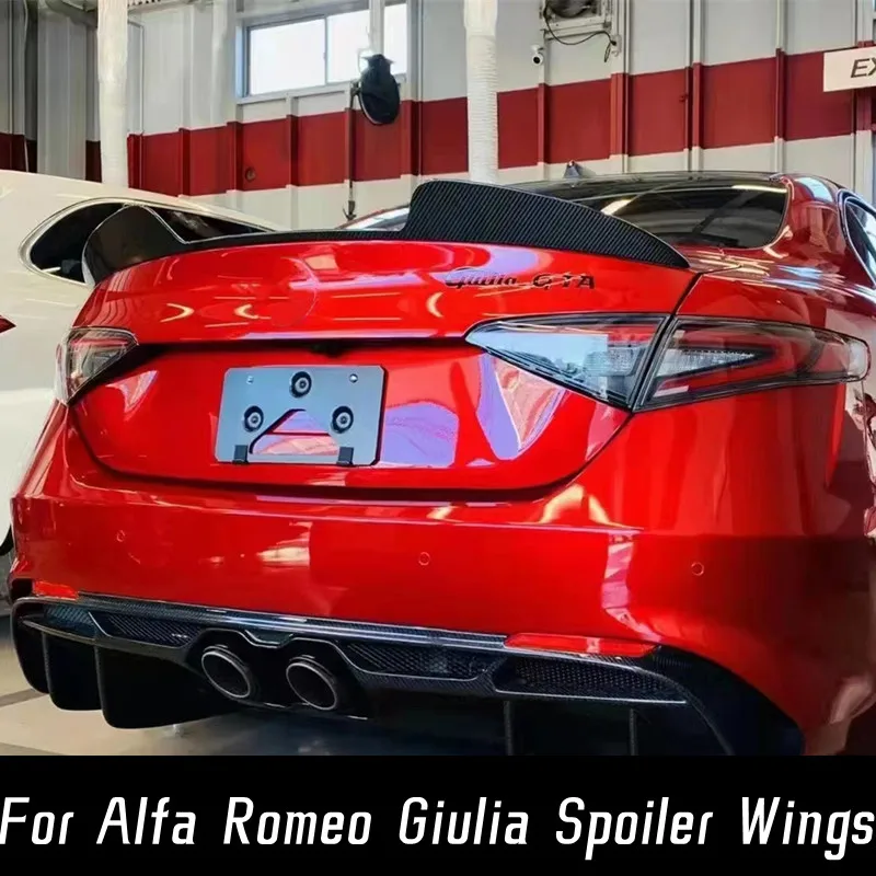 

Car Real Carbon Fibe Rear Trunk Lid Lip Body Kit Spoiler Wings For Alfa Romeo Giulia Sport Styling Tuning Exterior Accessories