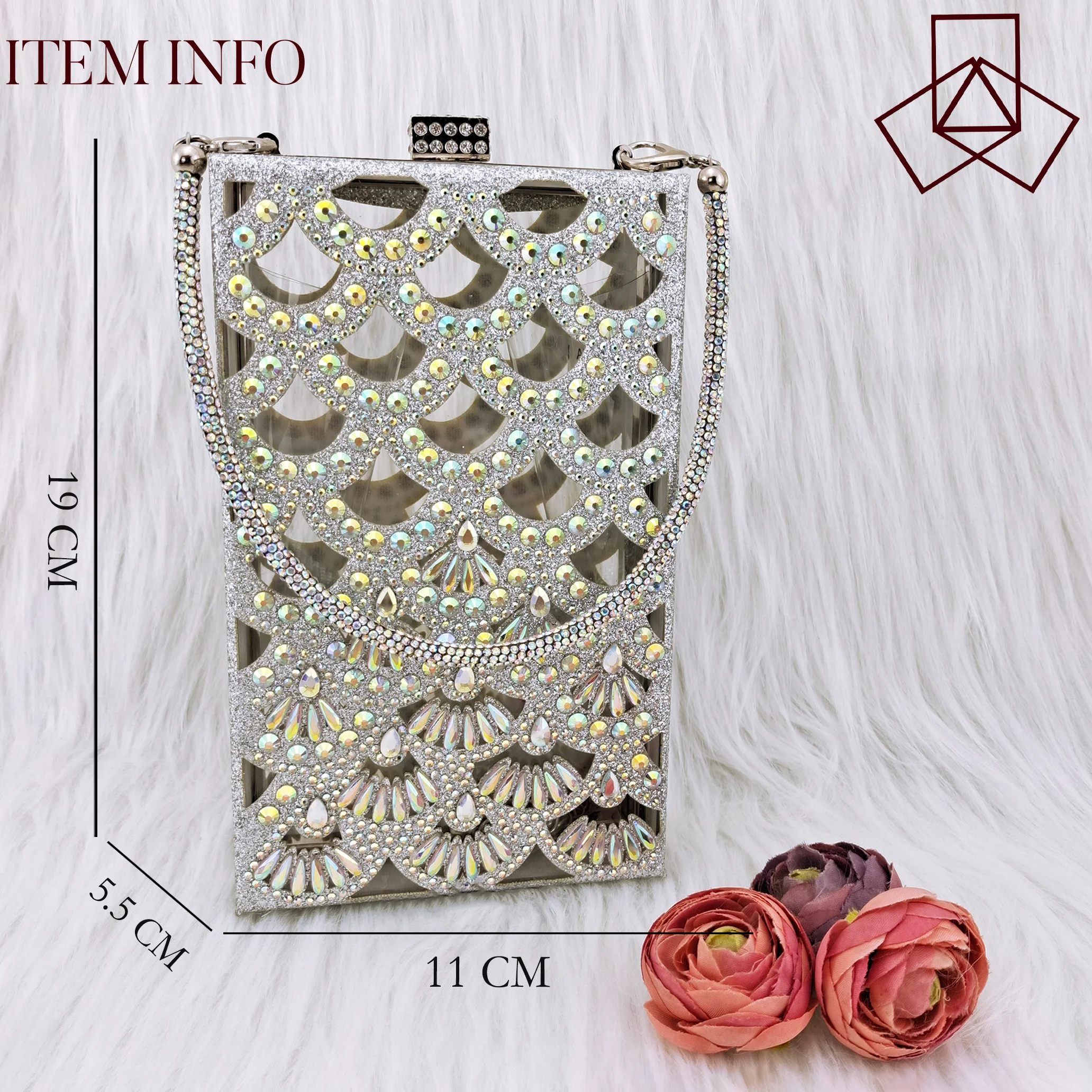 2022 New Style Versatile Silver Pointed Toe Shoes Flowing Color Rhinestone Decoration Party Ladies Shoes And Bag