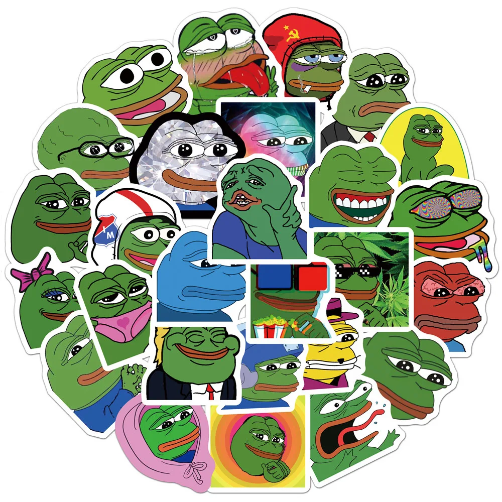 

10/50Pcs/Set Interesting Frog PEPE Meme Graffiti Stickers DIY Scrapbook Skateboard Laptop Luggage Phone Guitar Sticker Kids Toy