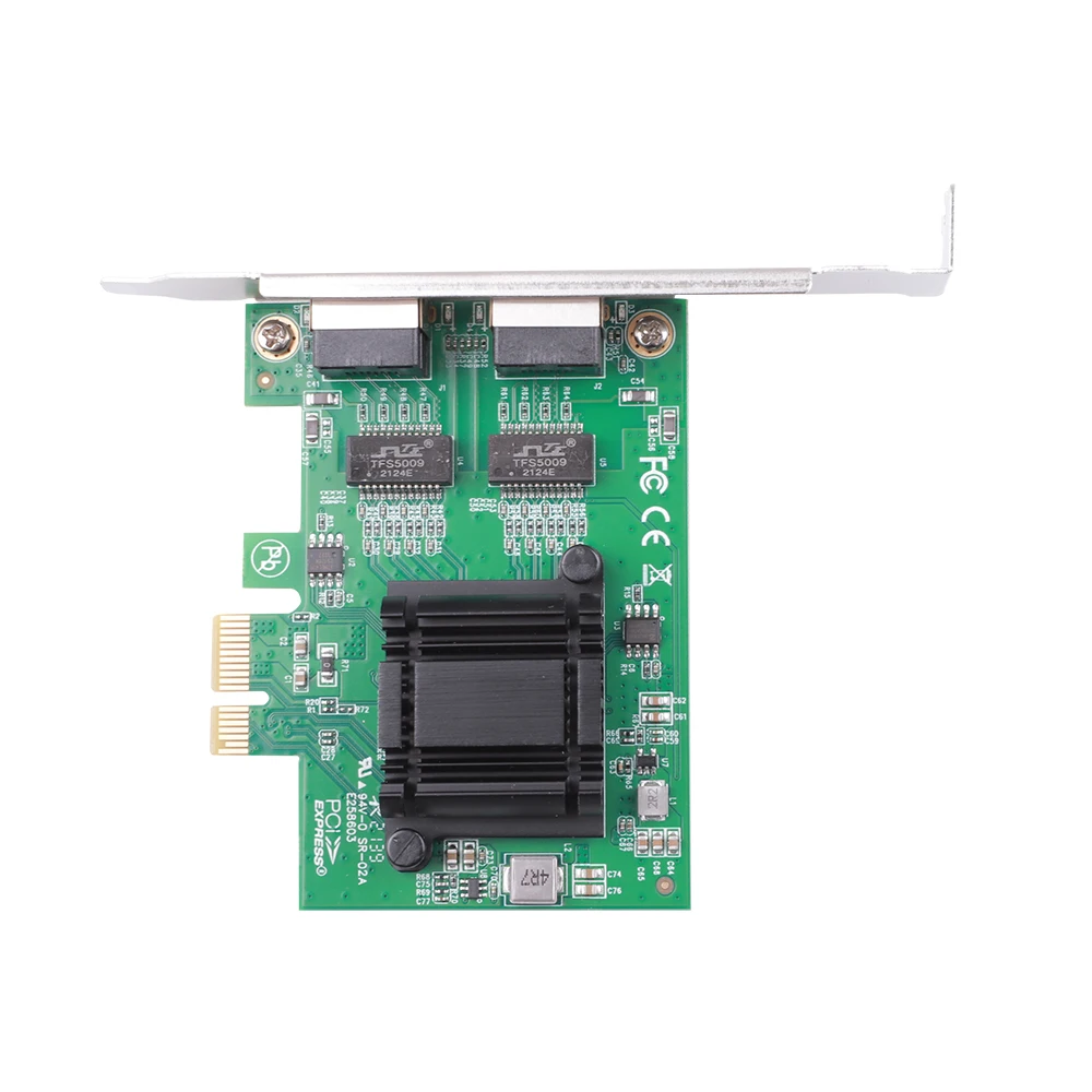 PCIe 1x гигабитная Двухпортовая Серверная сеть 2 * RJ45 порта Lan адаптер карта 5G 10/100/1000