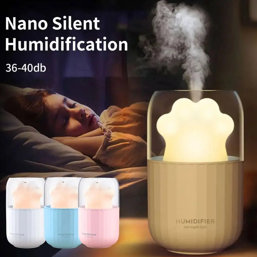 

Милый увлажнитель воздуха в виде кошачьей лапы, ночник, тихий увлажнитель для офиса, спальни, Маленький Домашний Настольный очиститель для автомобиля с Usb, U5E1