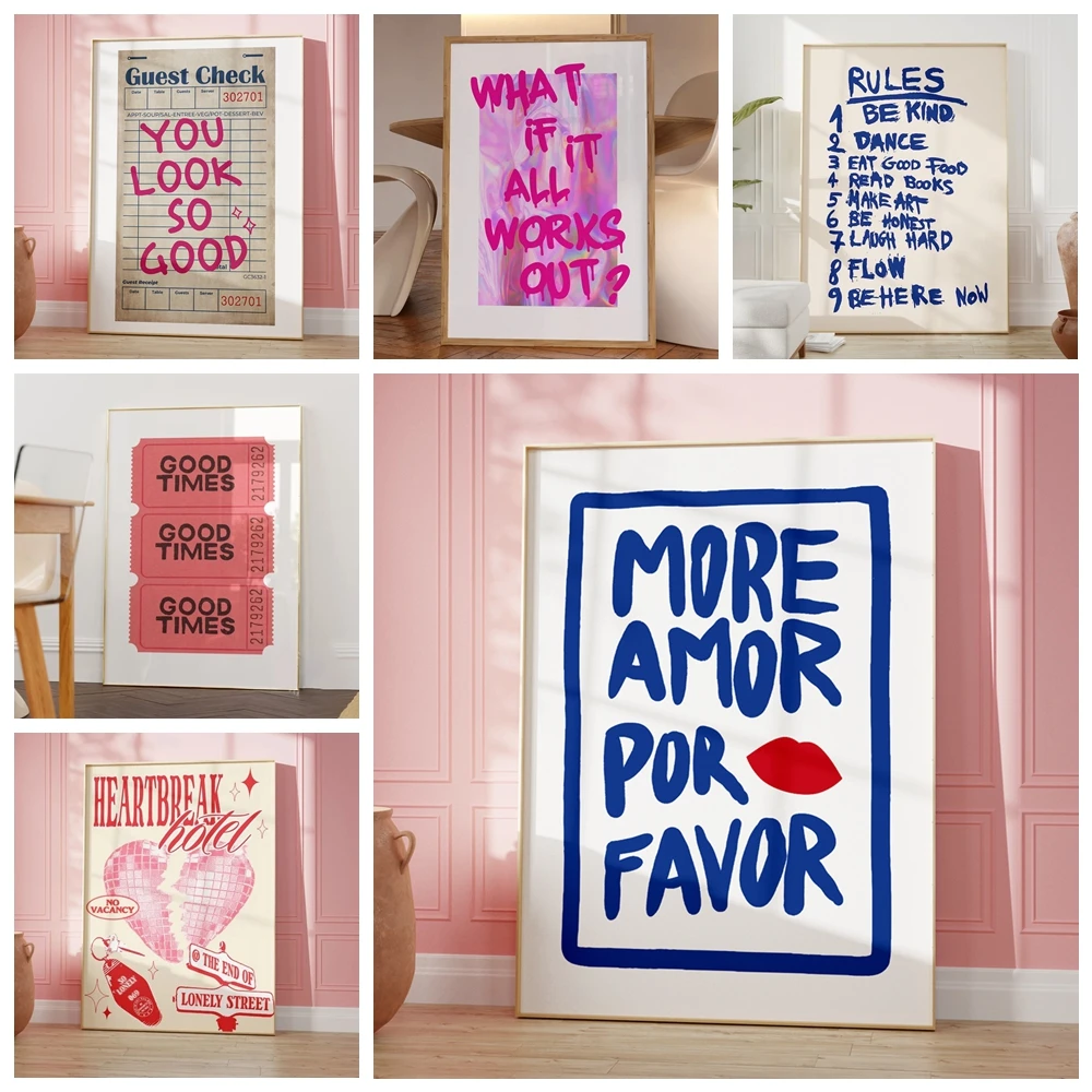 Максимальный больше любви за пользу красочная эклектическая розовая Любовь искусственная живопись на холсте постер для гостиной домашний декор