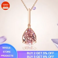 yanhui fashion cute rose gold color tibetan silver s925 water drop cubic zirconia pink necklace pendant bridal wedding jewelry