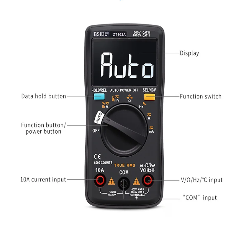 

ZT102A LCD Display 6000 Word AUTO Intelligent Range Digital Multimeter