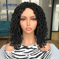 dreadlock faux nulocs short hair afro curly synthetic wig black brown glueless braids hair side part for black women daily party