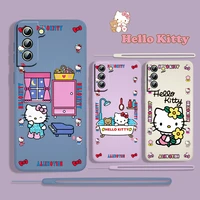 anime hello kitty cute for samsung galaxy s22 s21 s20 s10 5g note 20 10 ultra plus pro fe lite liquid rope phone case capa cover