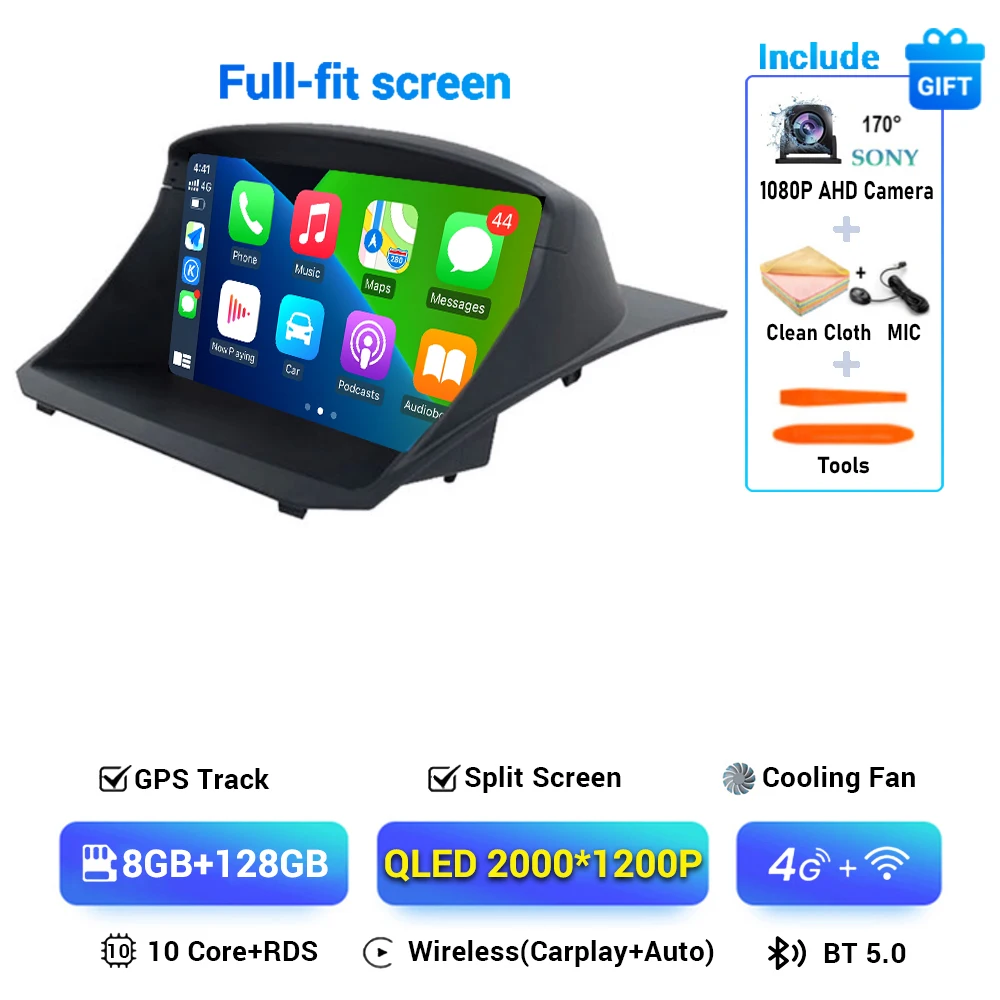 

Android 14 беспроводной Carplay и автоматический автомобильный радиоприемник для Ford Fiesta 2009-2018 навигация GPS DSP Carplay мультимедийный видеоплеер стерео