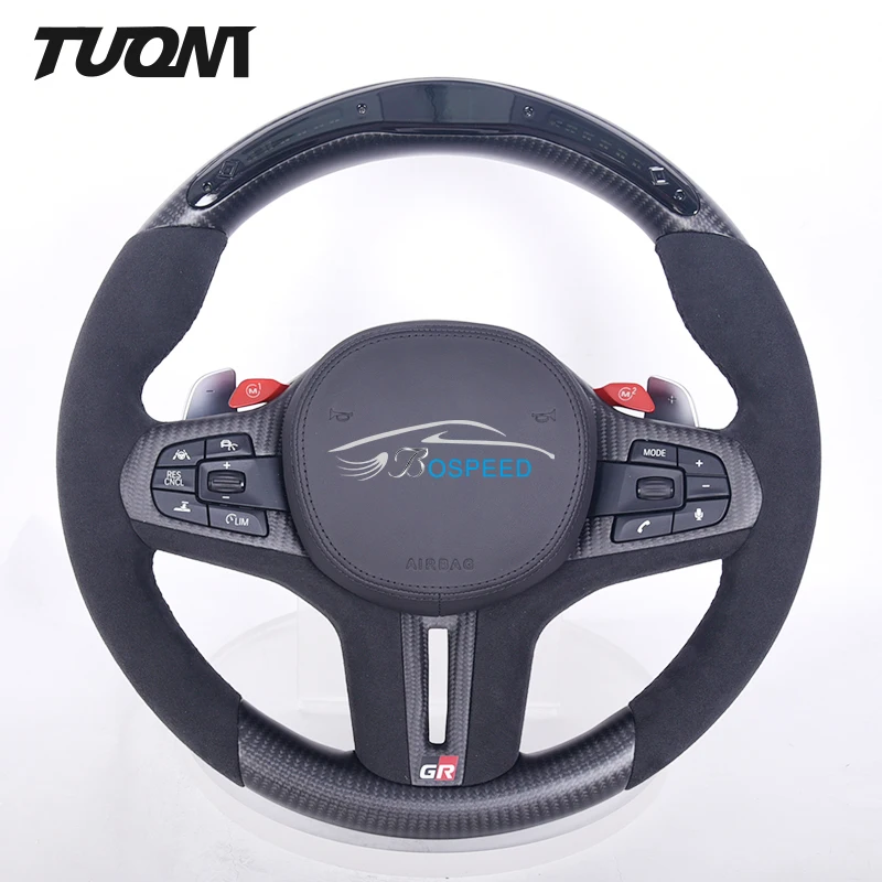 

Customized Carbon Fiber Alcantara Leather LED Smart Steering Wheel For Toyota Supra