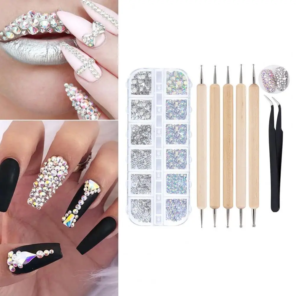 

1 Set Nail Rhinestone Delicate DIY Nail Art Decoration Tool Kit 3D Effect DIY Manicure Nail Decorations