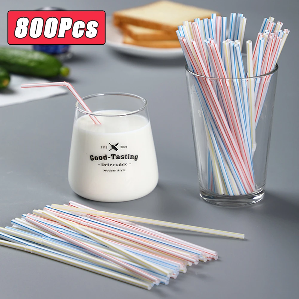 

Rainbow Disposable Straws Reusable Plastic Striped Bendable Drink Tube Bendy Straws for Gatherings Wedding Party Accessories