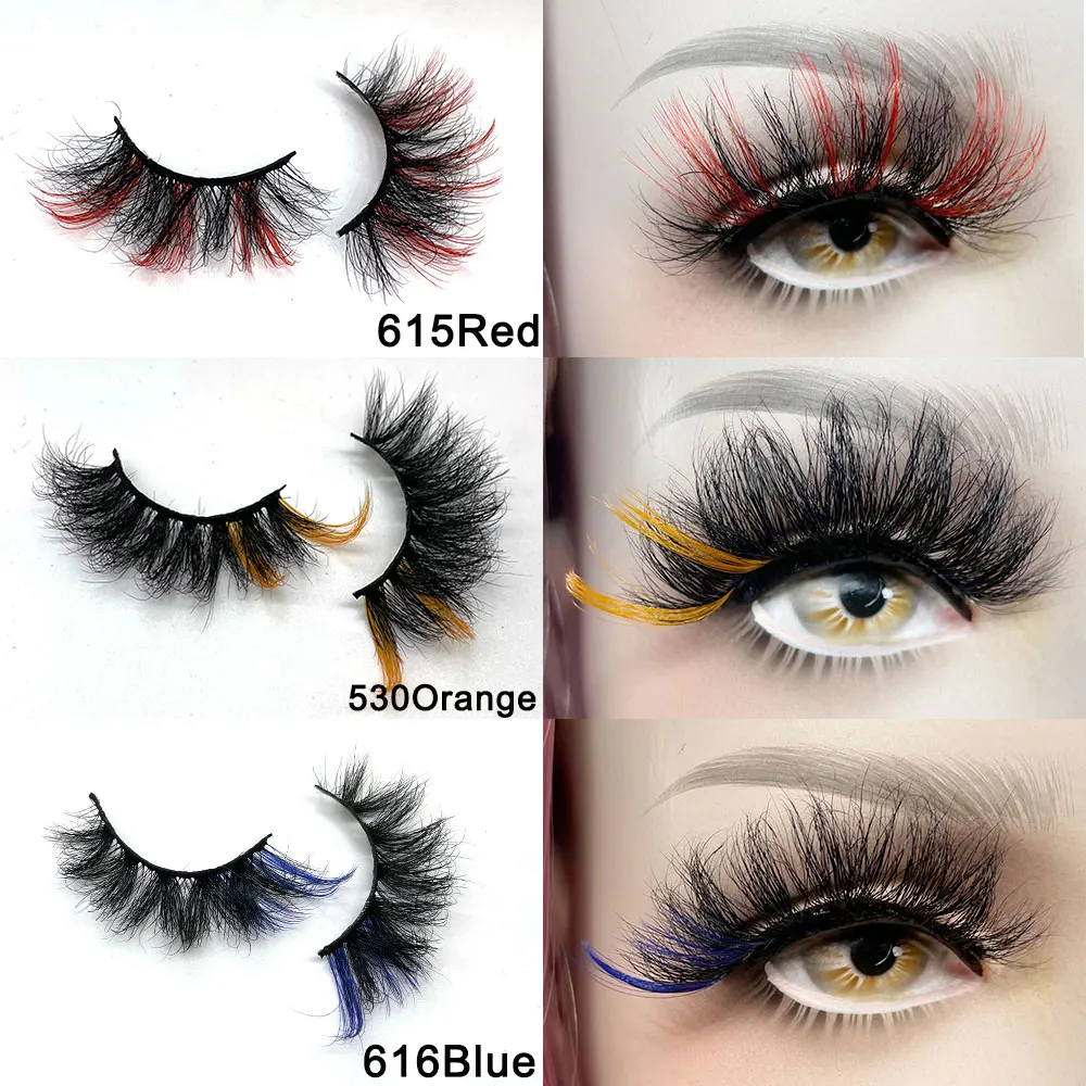 

New 9D faux mink color lashes wholesale natural long fluffy individual dramatic colorful false eyelashes Makeup Extension Tools