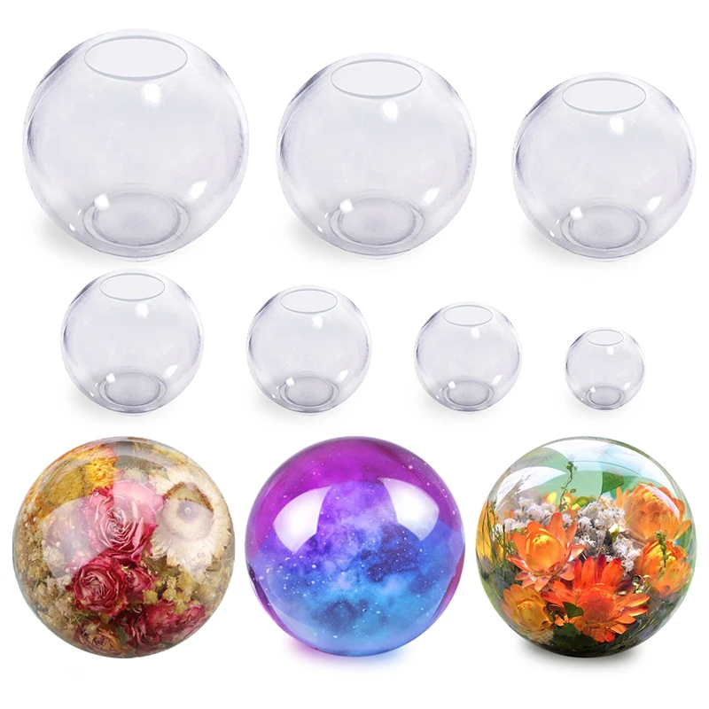 

1PC Liquid Epoxy Resin Mold Round Ball Style Mirror Polishing Silicone Molds Handmade UV Resin Art Ball Mould Making Tool