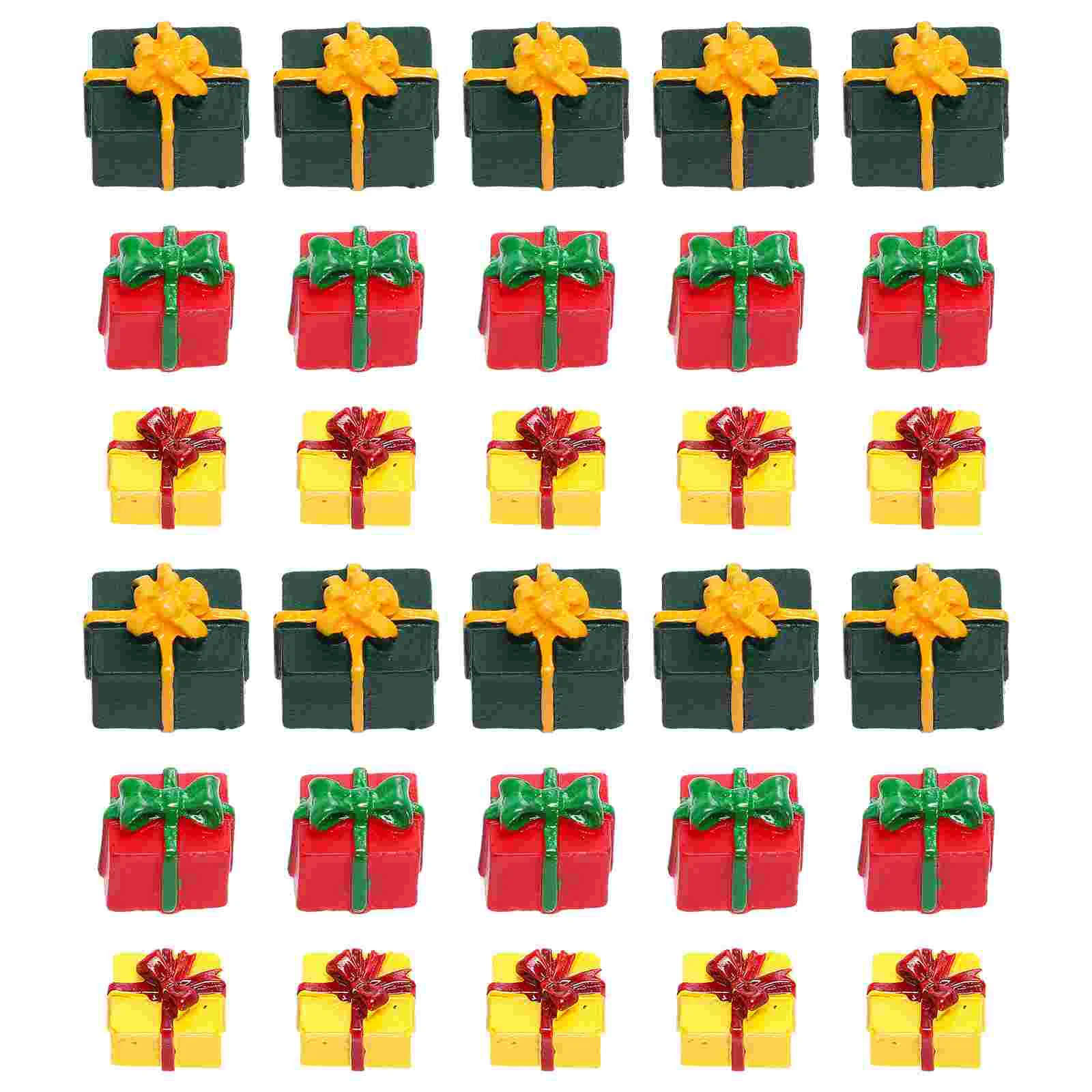 

30 шт. поделки, Подарочная коробка из смолы, миниатюрные игрушки, рождественские декоративные украшения, рождественское искусственное маленькое украшение