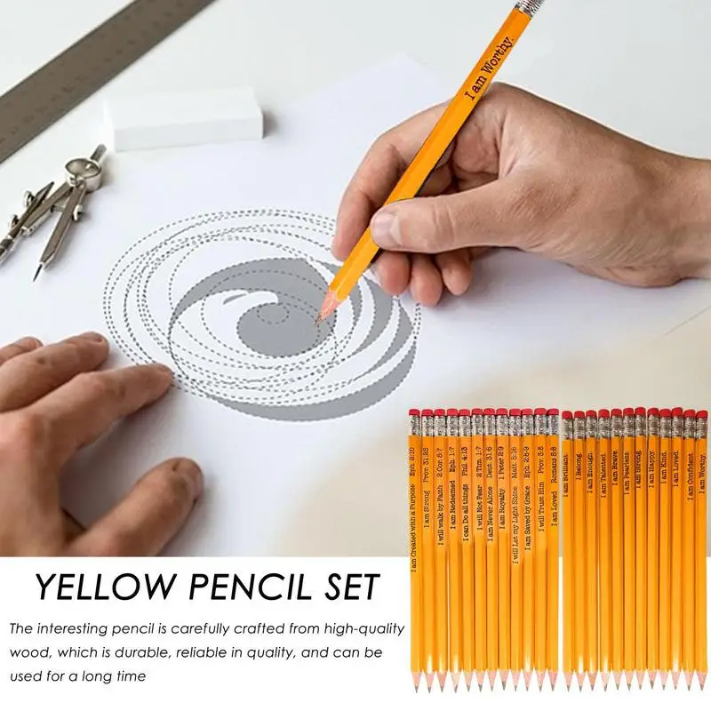 S For Kids 12pcs Motivational Pencils Fun Pencils Solid Wood Soft Texture Graphite Refill For Office And Teaching Supplies