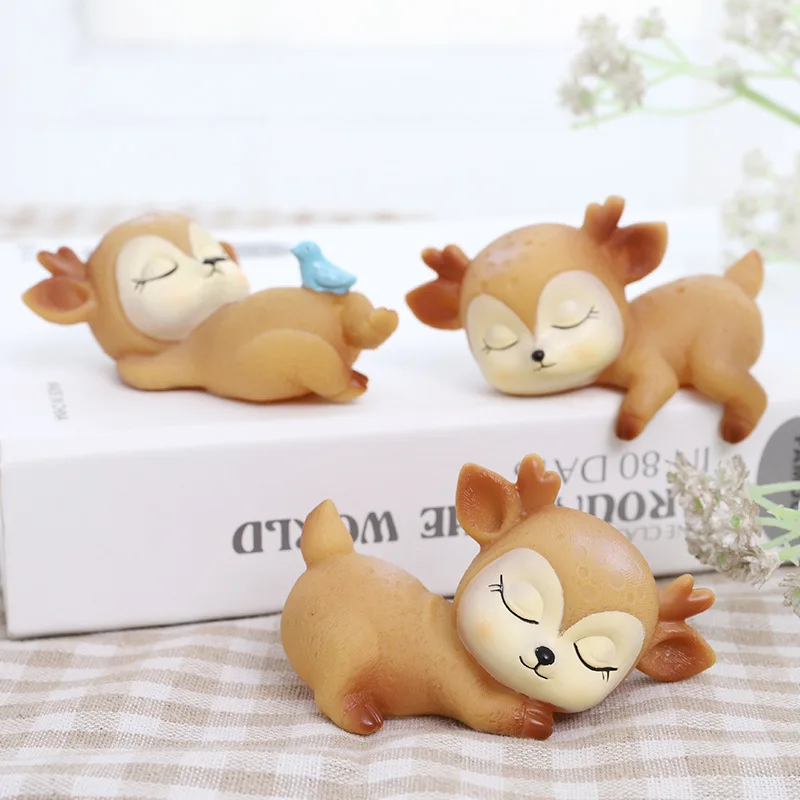 

Cute Figurine Animal Sika Deer Baking Cake Topper Decoration Miniatures Fairy Garden Ornament Craft