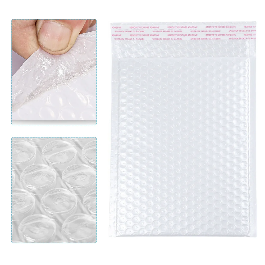 

50 Pcs Foam Padding Express Bubble Bag Self Seal Mailers Pearlescent Film Store Mailing Envelopes White Shockproof Packaging