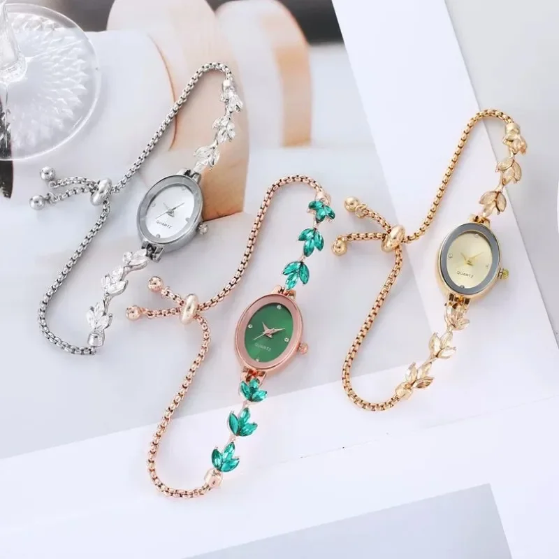 Элегантные женские часы инкрустированные стразами овальные Модные кварцевые