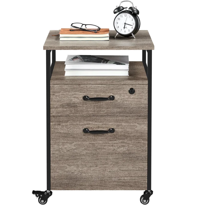 

SmileMart Industrial Rolling File Cabinet with 2 Drawers, Taupe filing cabinet office cabinet Storage cabinet