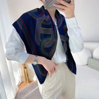 twill silk square scarf color matching square scarf retro trend all match temperament silk scarf womens scarf shawl toe