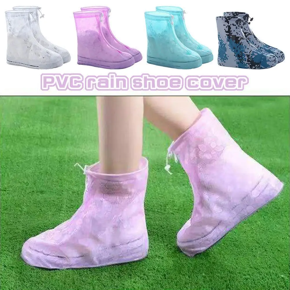 

PVC Rain Shoe Cover Reusable Rain Boot Cover Non-slip Cover With Cover Waterproof Boot Shoe Waterproof Rain Layer Wear-resi L9O7