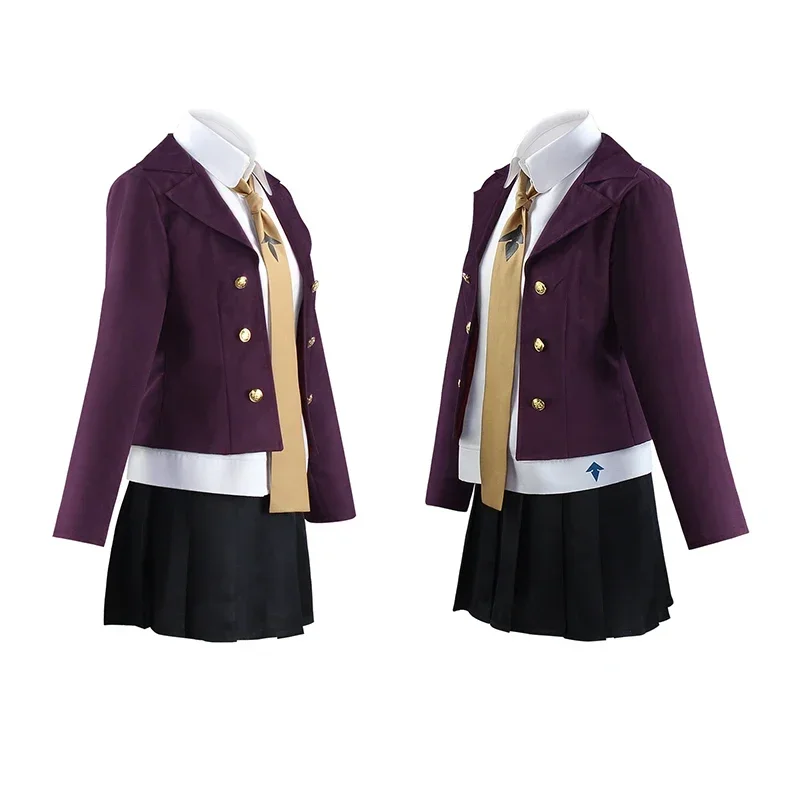 Фото ZMAnime Danganronpa Kirigiri kyouko карнавальный костюм фиолетовый парик Хэллоуин карнавал для женской одежды, включая рубашку галстук КОСПЛЕЙ №3
