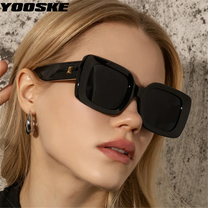 

YOOSKE Retro Square Sunglasses Women Men Luxury yBrand Designer Rectangle Sun Glasses Male Classic Black Goggles Shades UV400