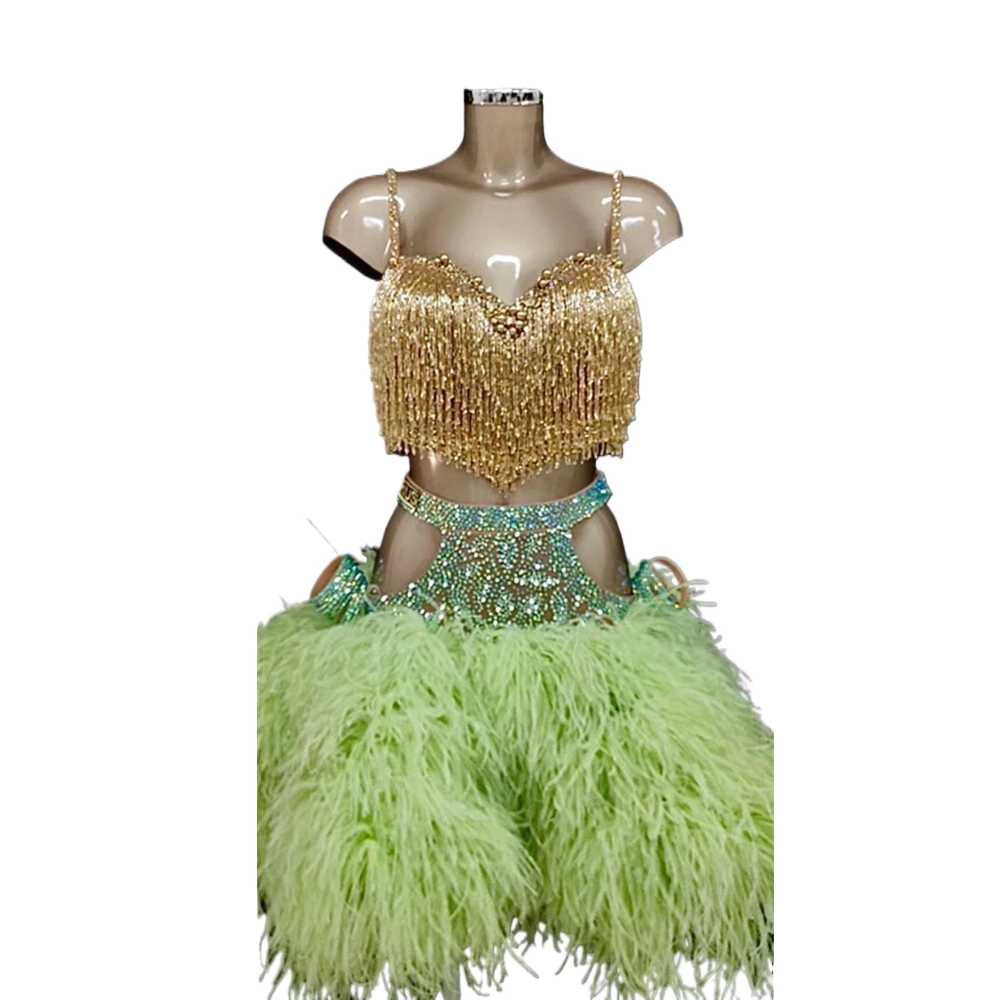 Костюм для латиноамериканских танцев высокого качества под заказ золотистый