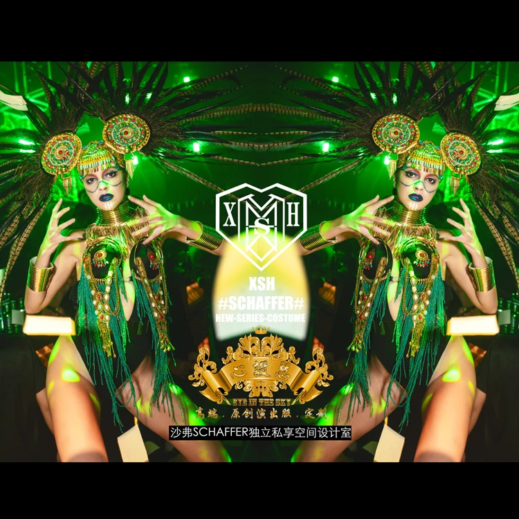 Женское платье для ночного клуба Gogo в лесном стиле с большими перьями индийское