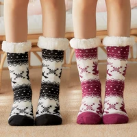 knitted socks women winter warm woolen floor sock christmas gift non slip plush home slippers carpet socks skarpetki damskie
