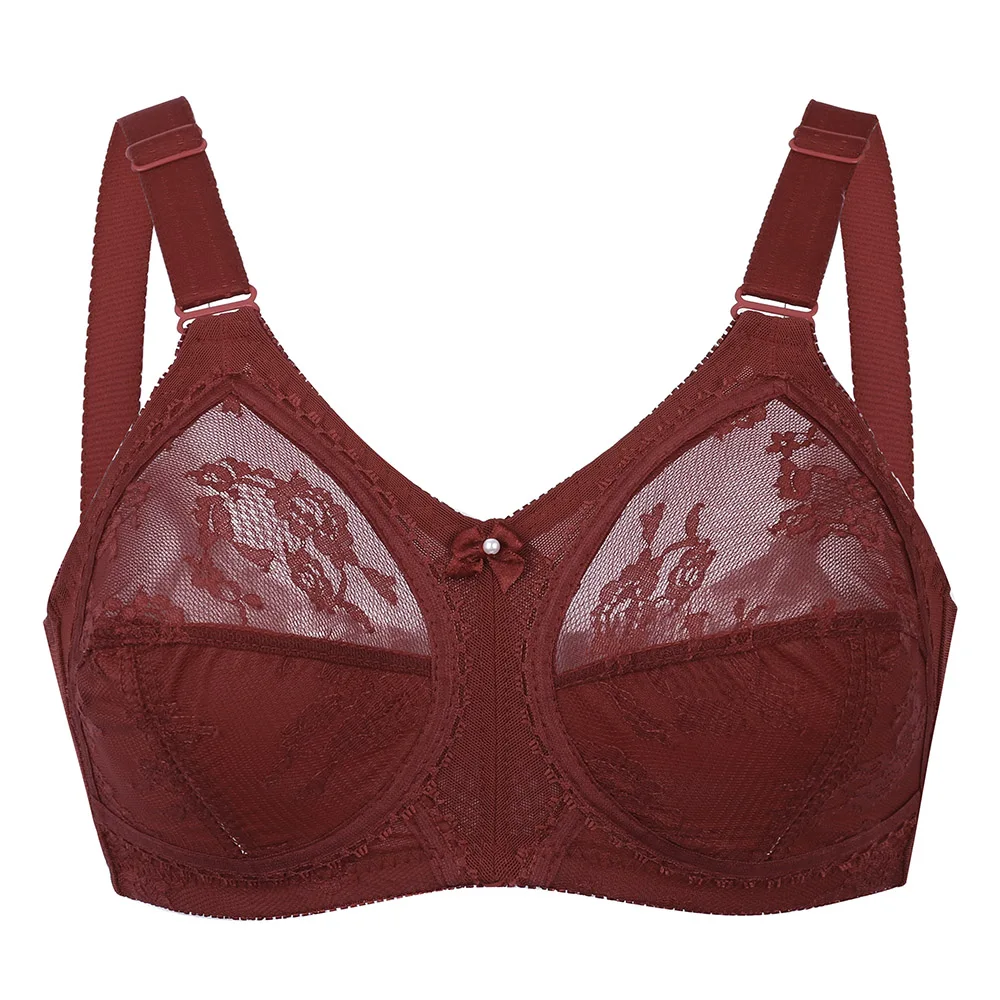 Push Up Plus Size Lace Bras Unlined Wire Free Sexy Brown Lace Mesh Bra Women Sexy Lingerie Lace Bralette Big Size C D E F G H I
