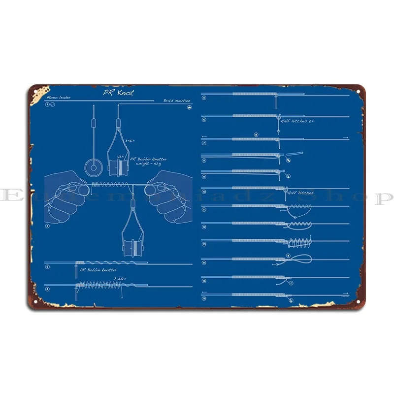 

Металлический плакат с изображением рыболовных узлов, украшение, персонаж, Настенный декор для гаража, жестяной плакат