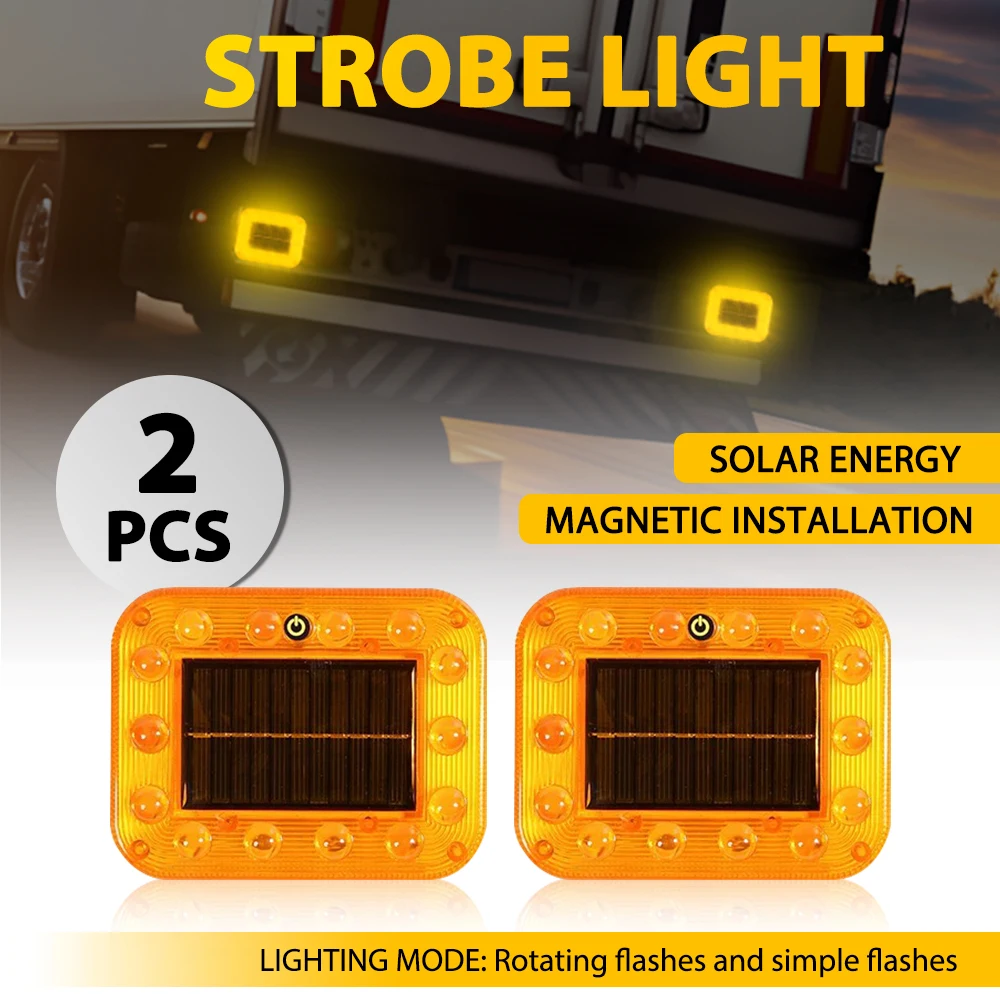 

Комплект Из 2-х Янтарных Светодиодных Стробоскопов С Вращающимися И Простыми Режимами Мигания, На Солнечной Энергии