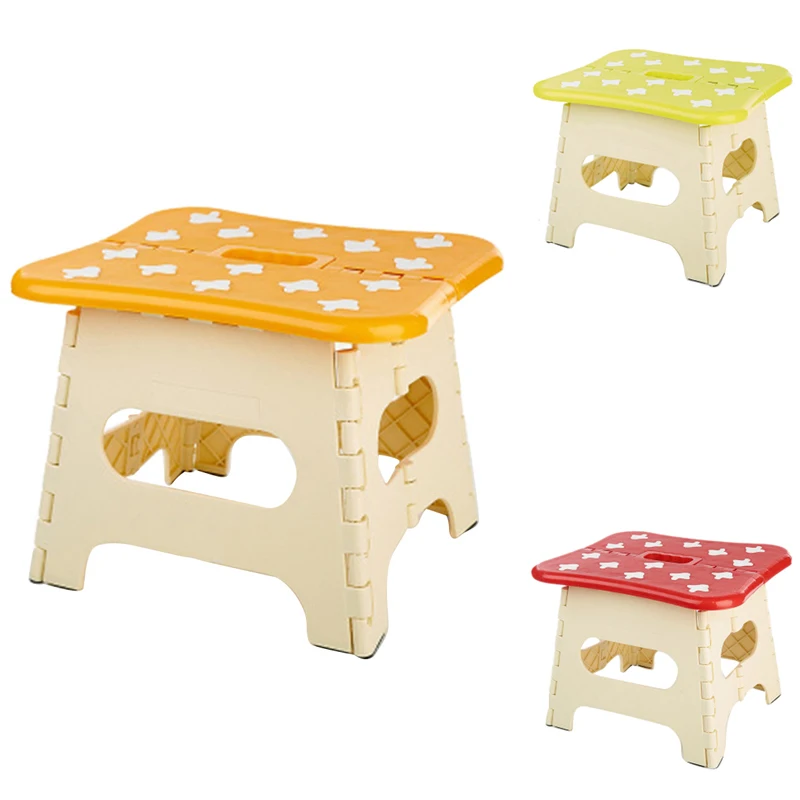 

Foldable Step Stool Multi Purpose Ottomans Home Kitchen Bedroom Easy Plastic Storage Practical Convenient to Carry