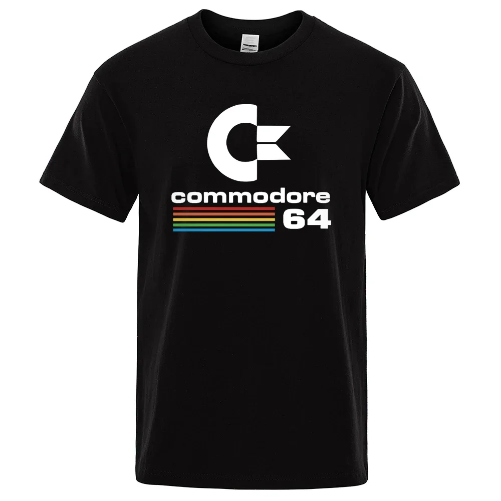 Фото Новая модель свободных мужских футболок Summer Commore 64 с принтом, футболка C64 SID Amiga в ретро-стиле, стильный дизайн, уличная футболка с коротким рукавом из хлопка. №2