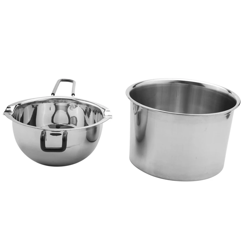 

2 Pack Double Boiler Pot Set Stainless Steel Melting Pot For Melting Chocolate Soap Wax Candle Making 600Ml And 1600Ml