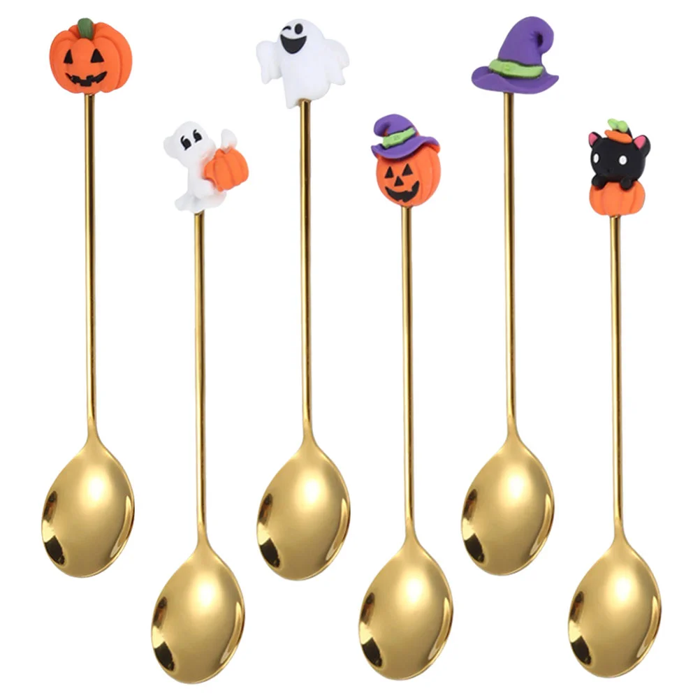 

6pcs Halloween Dessert Spoons Multipurpose Halloween Dinnerware Mixing Spoon