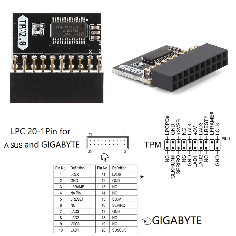 Модуль материнской платы TPM 2,0 20 Pin