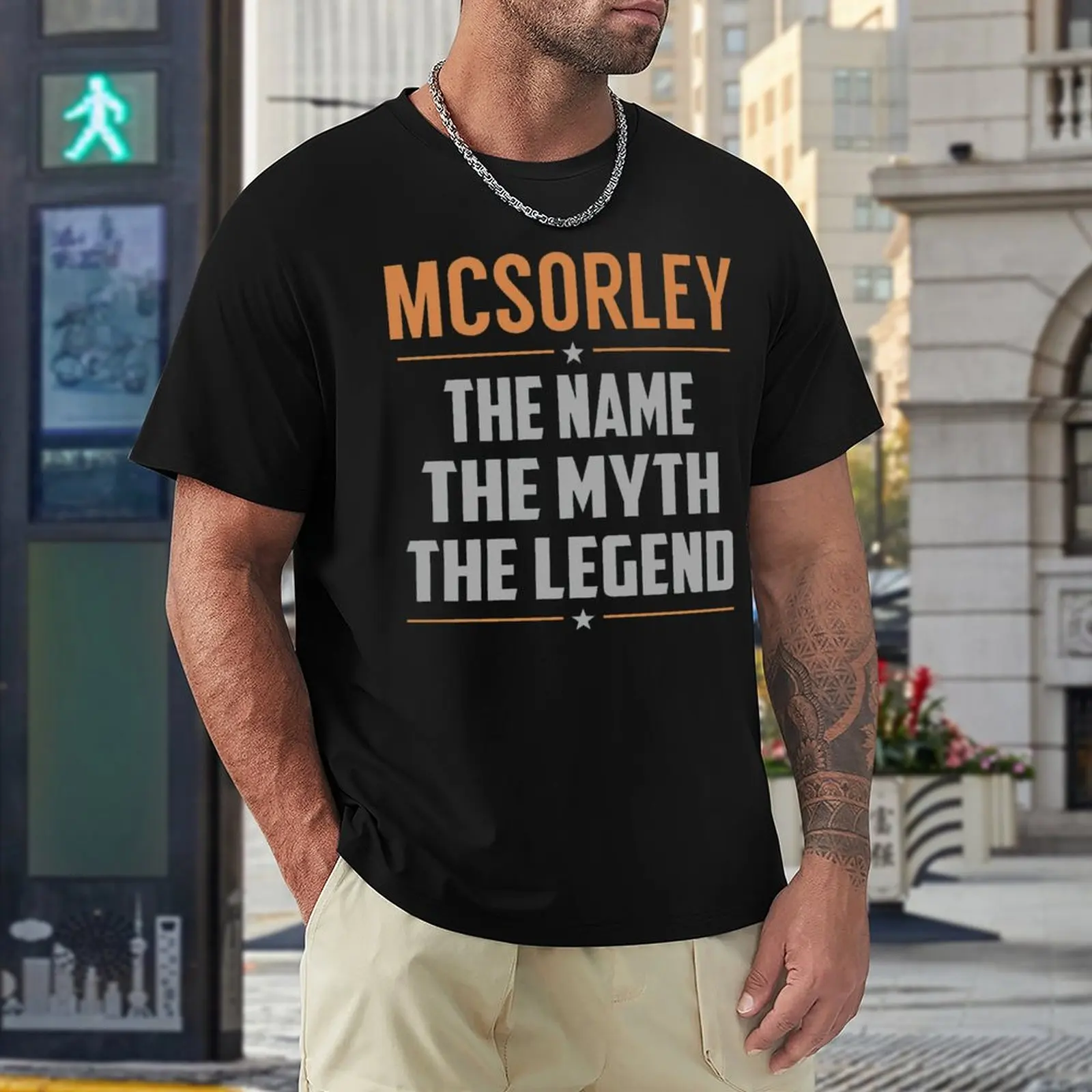 

Футболка MCSORLEY с надписью «The Myth The Legend», футболка Mcso с круглым вырезом, новинка, смешные футболки для соревнований по активности, американский размер