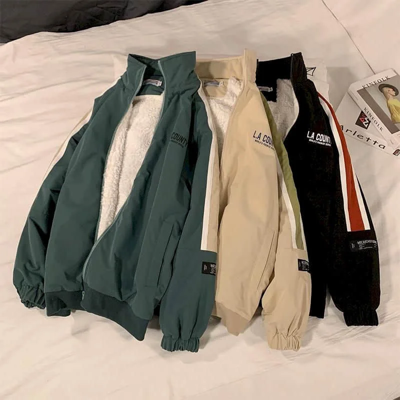 

Men's Lamb Wool Jacket Men's Winter Big Velvet Thick Padded Coat Handsome Light Up Street Top Korean Trend High Street Hip Hop