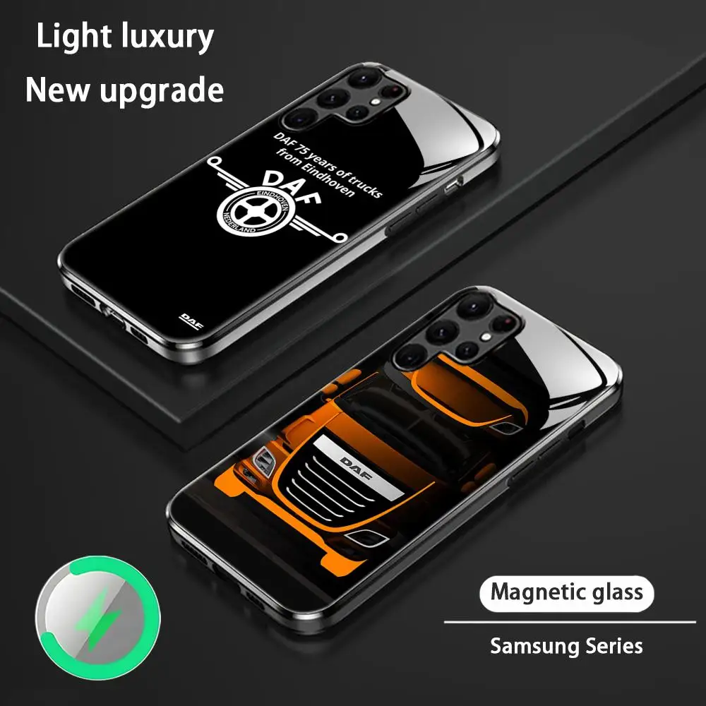 Фото Модный чехол для телефона Brand Truck D-Daf для Samsung S26 S25 S24 S23 S22 S21 S20 Plus Ultra, стеклянный магнитный чехол №1