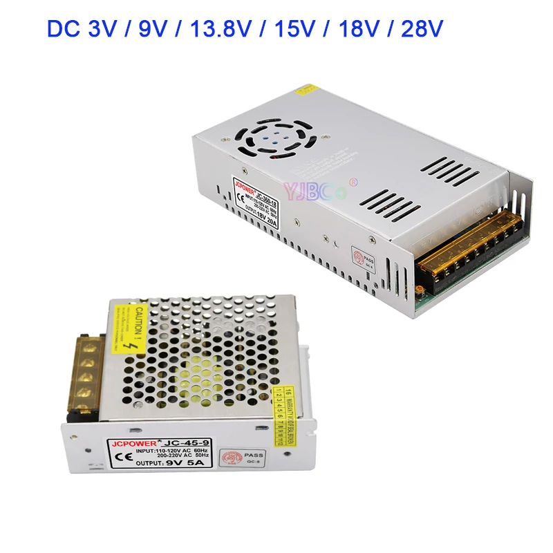 AC 110V 220V to DC 3V 9V 15V 18V 28V 13.8V LED Light Power Supply 2A/3A/5A10A/20A/22A/25A/30A/40A Switch Transformer Driver