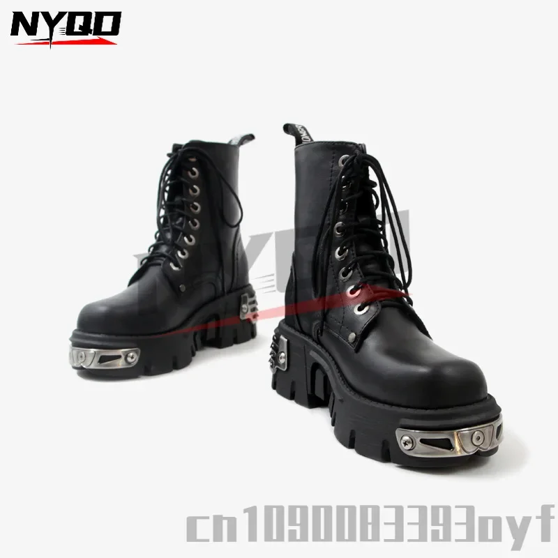 Женские мотоциклетные ботинки на толстой подошве короткие в европейском и