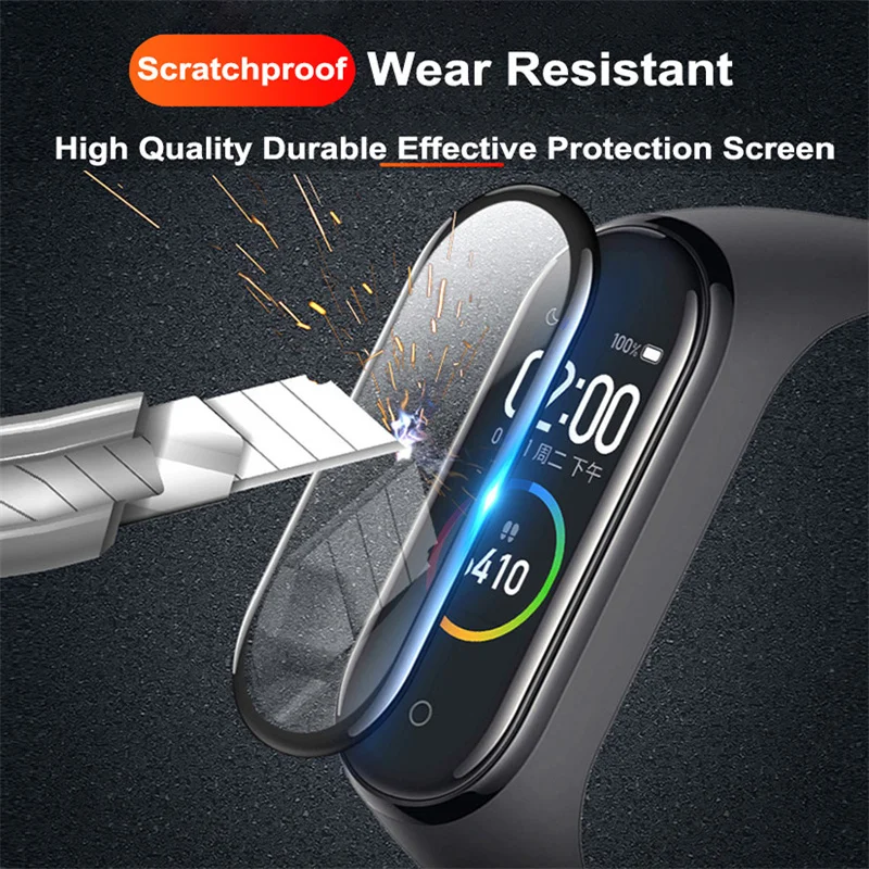 9D Full Screen Protectors for Xiaomi MI Band 8 7 6 5 4 Film Smartwatch Accessories soft Tempered Glass Protective Cover HD Film images - 6